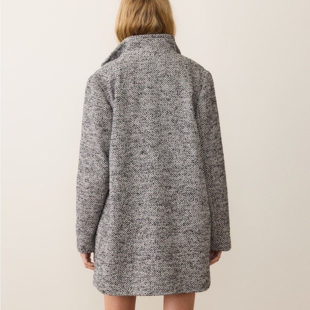 Marine Layer Black and White Herringbone Stephanie Cocoon Coat - Small - Picture 3 of 7